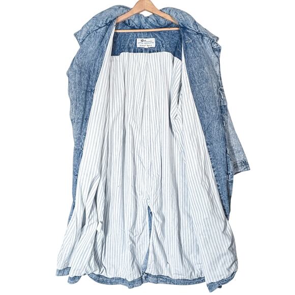 Vintage 80s Acid Wash Denim Cocoon Insulated Duster Maxi Coat, Baggy Streetwear - Picture 4 of 15